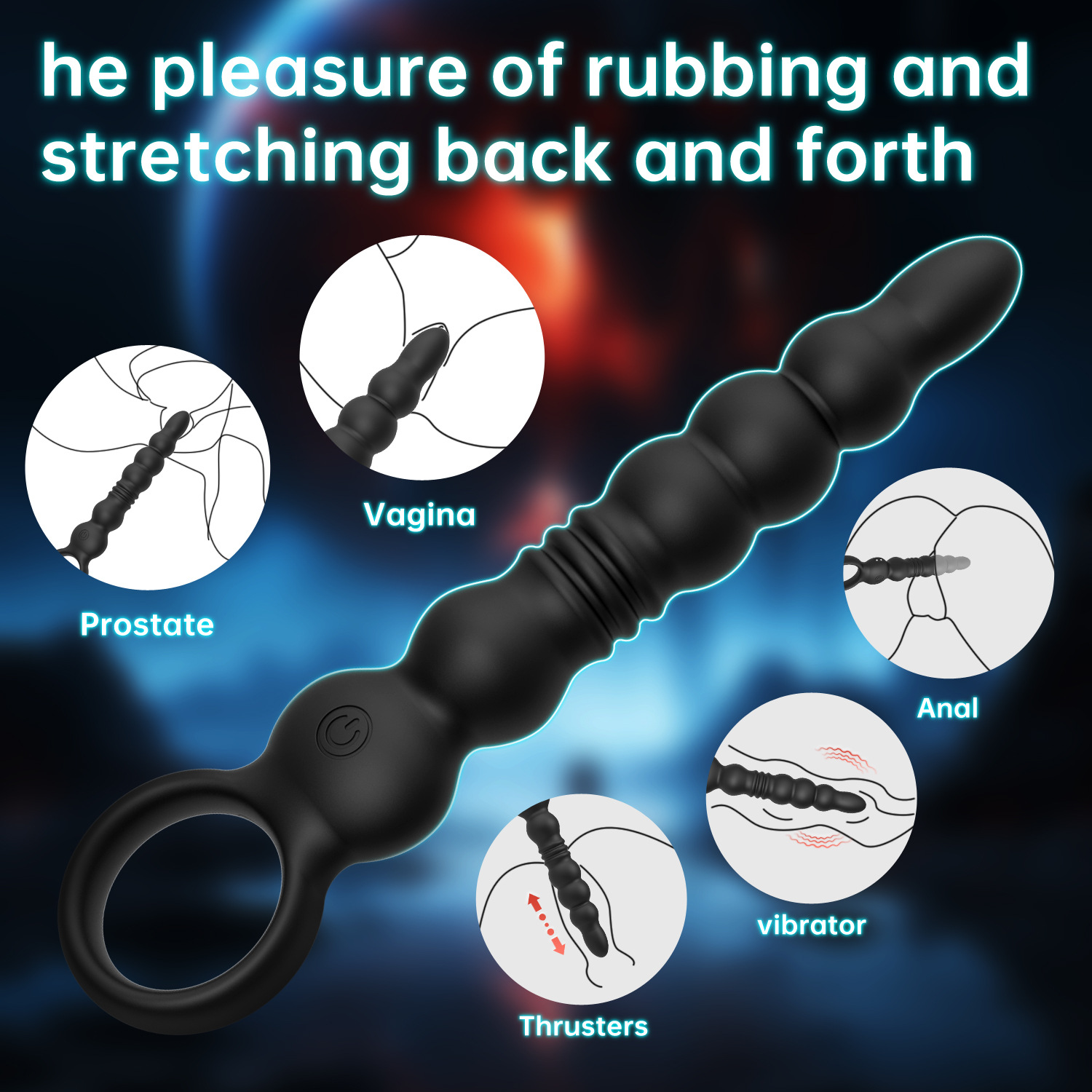 Cross-border plug stimulation silicone rubber women's telescopic pull bead vibration rod massagers men's anal plugs sex toys full figure