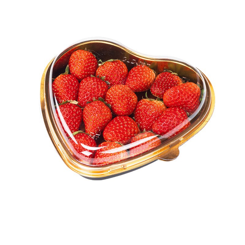 Heart-shaped fruit packing box, strawberry cherry tomato packaging box, cherry fruit cutting box, disposable transparent golden gift box Item Picture