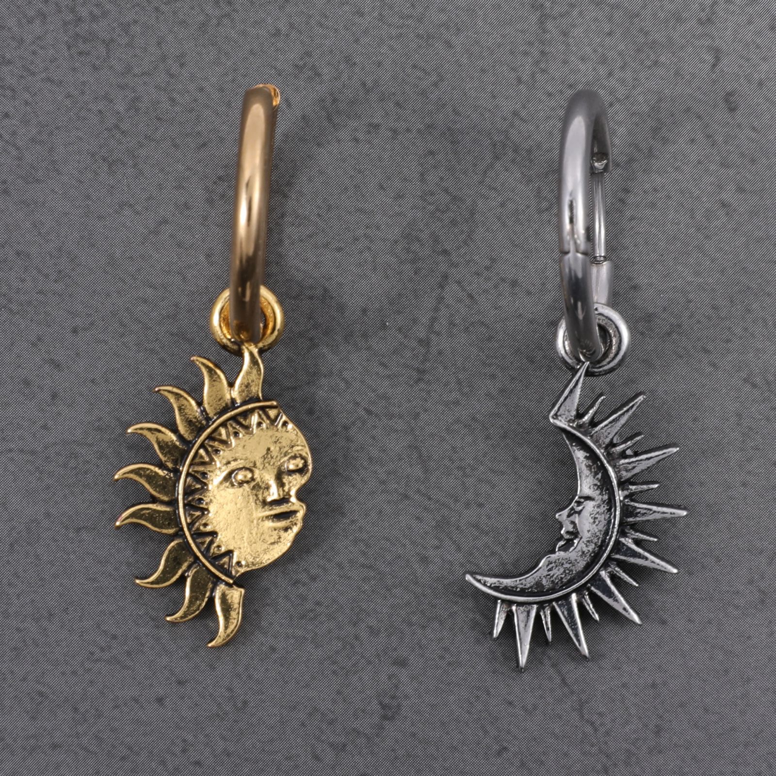 Men's earrings with asymmetrical sun and moon, couple ear rings, men's cross-border popular earrings from Europe and America are available Application Scenario
