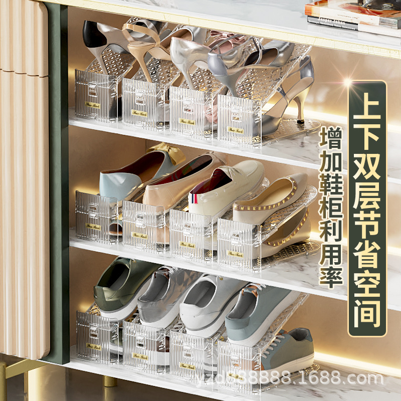 Wholesale of newly adjusted simple shoe racks, plastic dormitory household shoe cabinets, double-layer thickened slippers storage integrated shoe supports Specification drawing