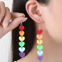 2024 new cross-border Europe and the United States love string multi-color pride moon theme personality trend acrylic earrings earrings