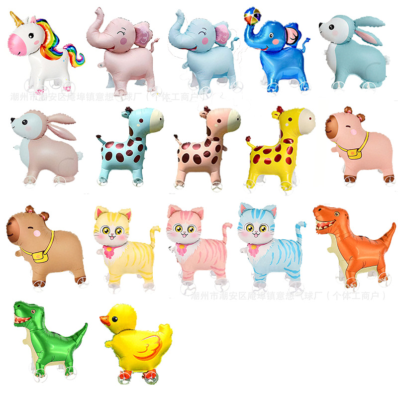 Walking with wheels, balloon animals, three-dimensional balloon dogs, children's birthday decoration, scene arrangement, outdoor stall cartoon