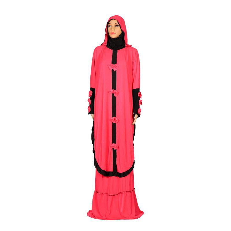 新款中东女长款穆斯林钻石连衣裙纯色休闲时尚连衣裙图