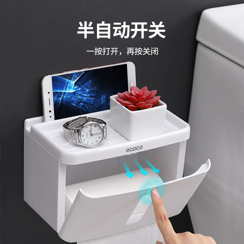 Toilet paper shelving, bathroom toilet tissue box, non-perforating creative toilet tissue, toilet paper roll, waterproof toilet paper box details Picture