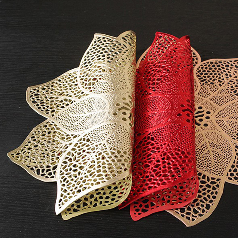 European Light Luxury Bronzing Bauhinia Hollow-Out Placemat Home Decoration Pvc Waterproof, Oil Resistant, Non-Slip Heat Insulation Mat Table Mat Specification drawing