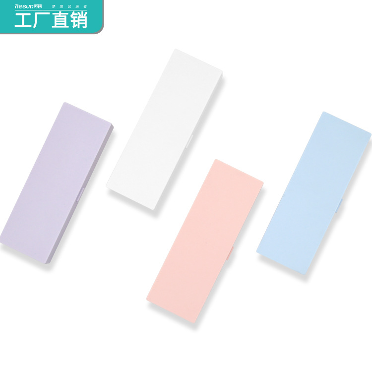 Rui Xiang Simple Pp Pencil Box Macaron Color Student Plastic Pencil Box Neutral Pen Storage Box Factory Wholesale details Picture