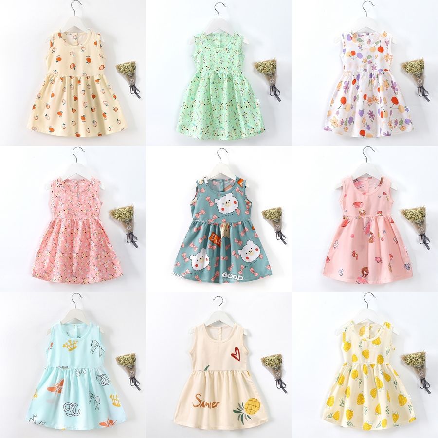 Girls' dress 2022 New style Children's beach dress, summer halter dress, princess dress, cake dress, children's floral dress Specification image