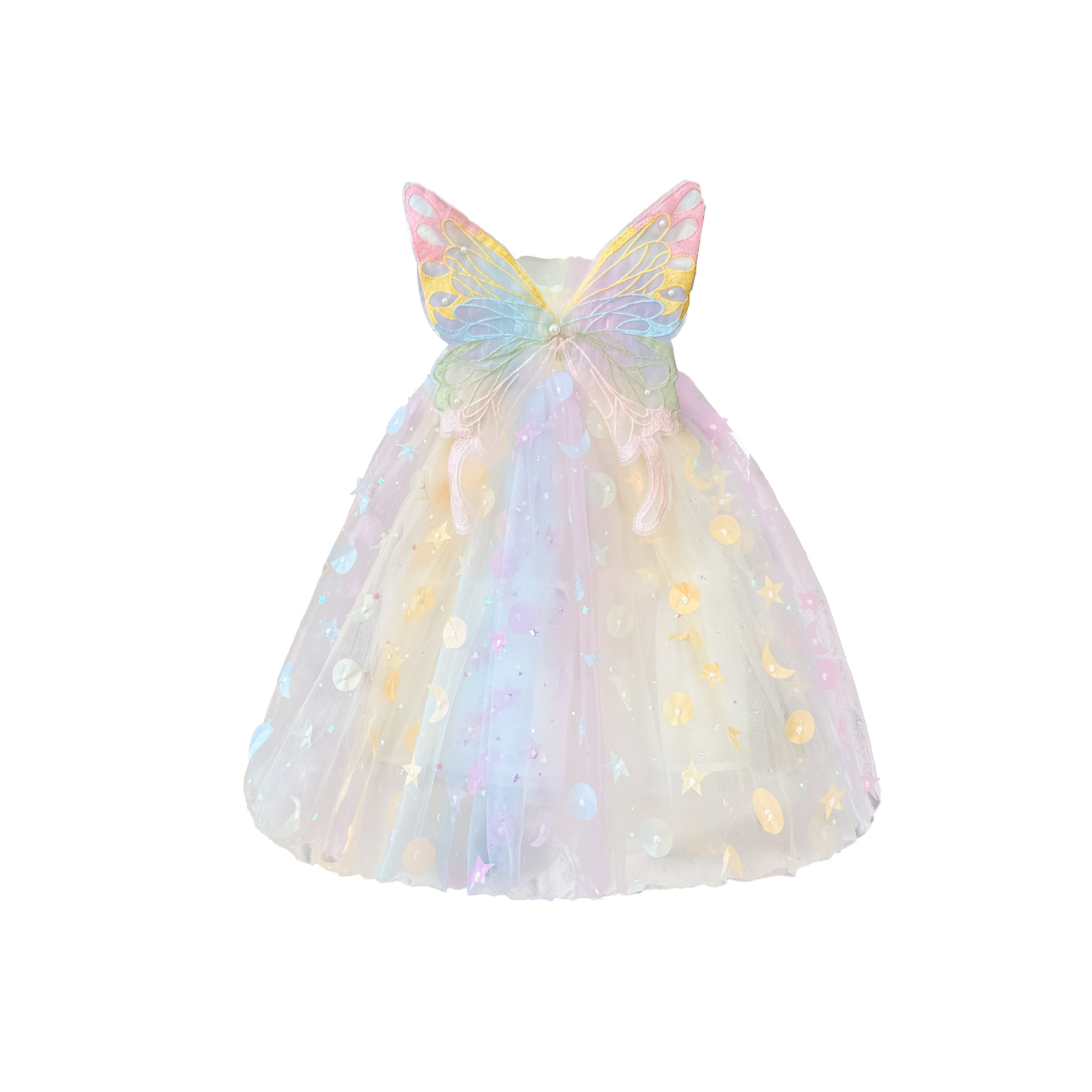 New Summer 2024 butterfly sequined girls' birthday dress, children's princess dress Item Picture