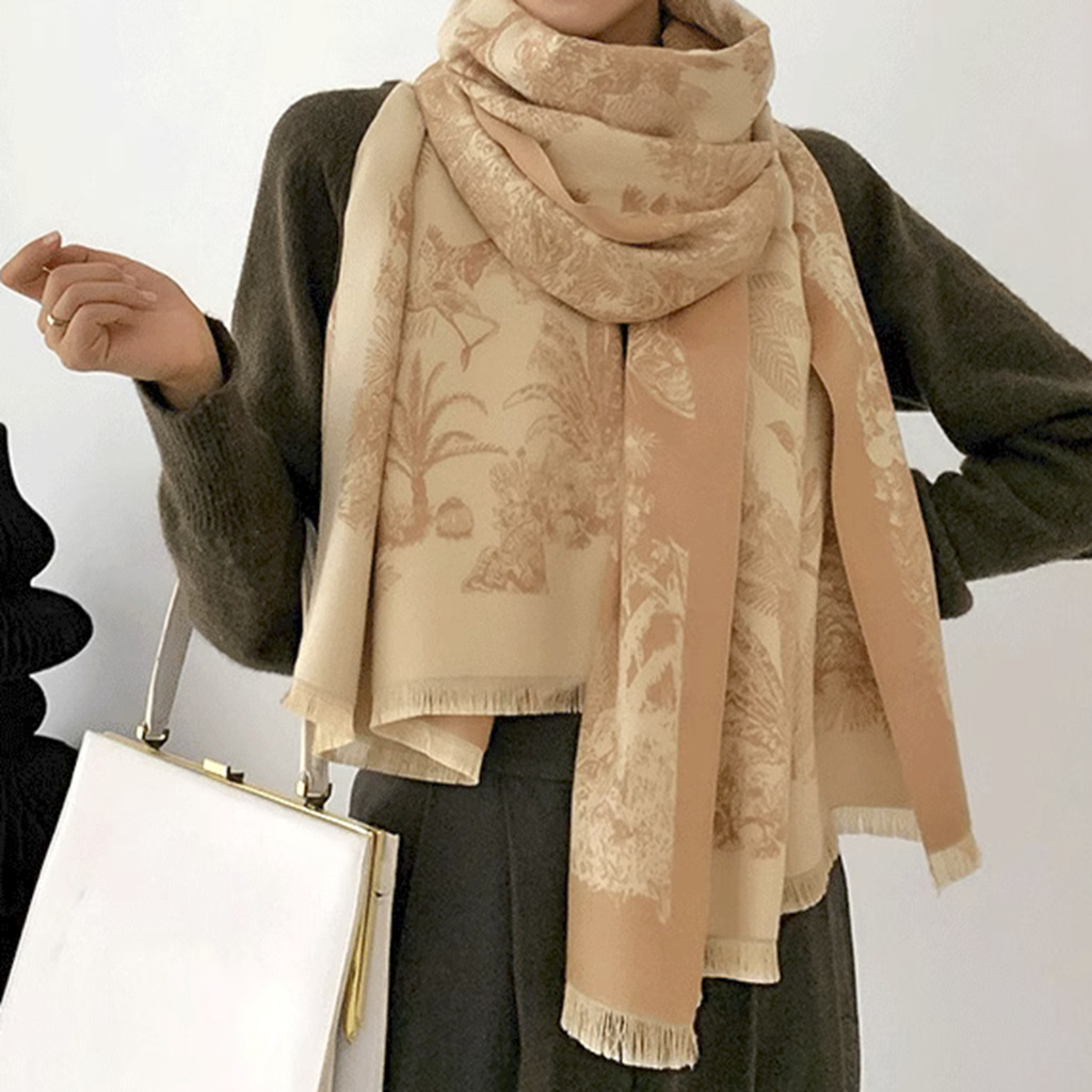 High Quality Imitation Cashmere Scarf 2023 Autumn New National Wind Scarf Auspicious Pattern Summer Sun Protection Cape Item Picture