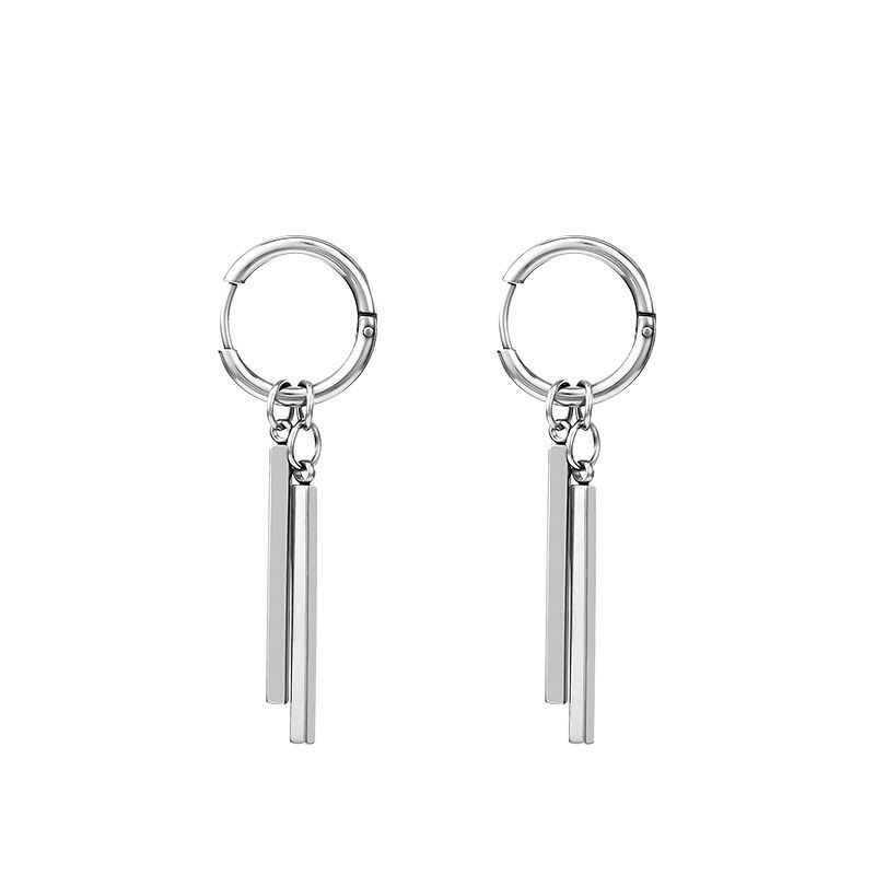 Titanium steel trendy men's style, single ins trendy, simple and individual, cool and stylish earrings, men's stud earrings, Zoro ear rings Item Picture