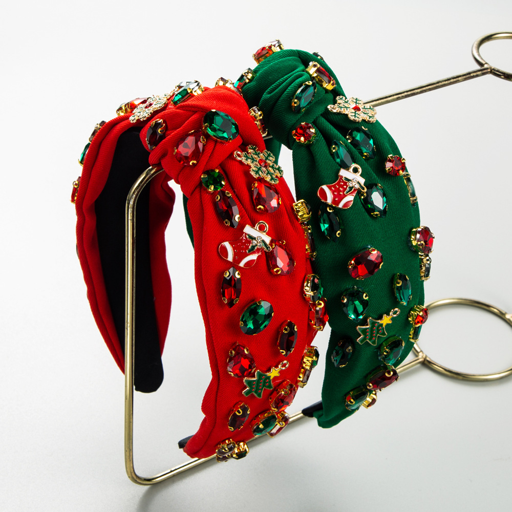 Cross-Border Sales Of Explosive Christmas Headband In The Middle Of The Hand-Stitched Christmas Tree Snow Headband Baroque Headband
