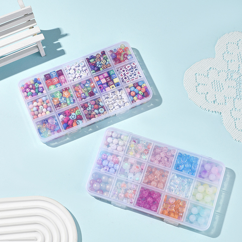 Jungle Elephant DIY Loose Beads 15-compartment box Set, Acrylic string beads with intervals, letter beads bracelet, diy jewelry accessory set box, wholesale in Yiwu details Picture