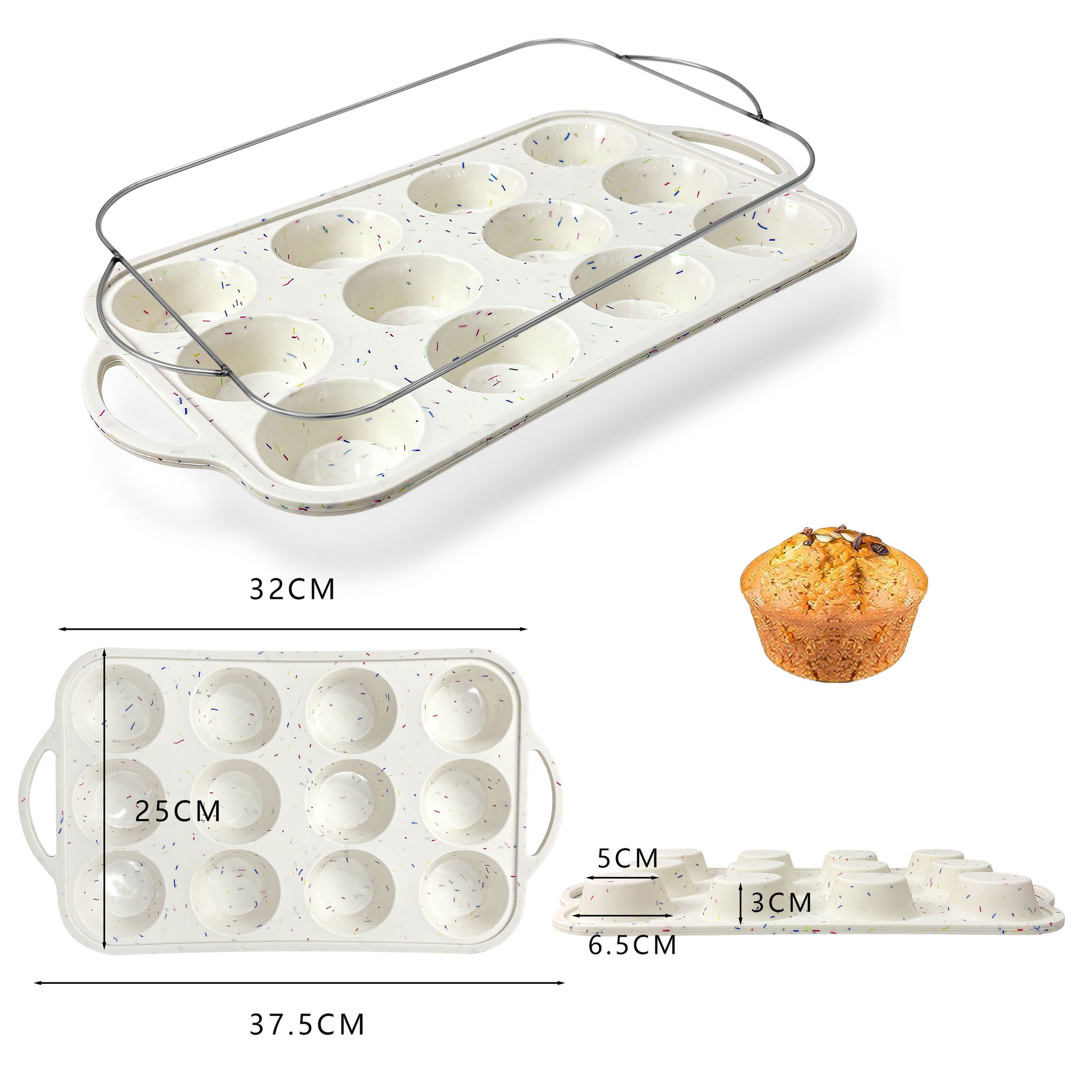 亚马逊跨境硅胶包铁12杯马芬烤盘硅胶食品级模具24连烘焙蛋糕模具 Item Picture