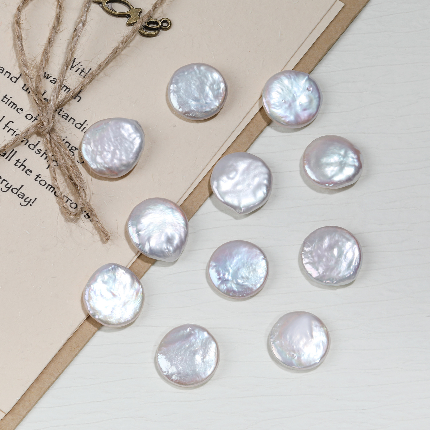 New high-light Baroque large-grain button pearls, natural freshwater irregular bare beads, DIY jewelry material loose beads Specification image