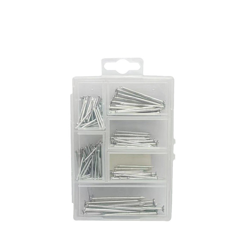 Small hardware accessories, galvanized flat-head iron nails, DIY fasteners, plastic box sets, multi-specification nail combinations for export Item Picture