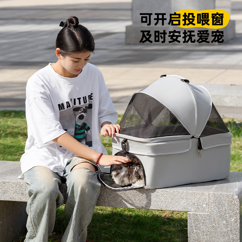 Pet cat and dog strollers, teddy baby strollers for going out, small pet strollers and dog strollers, lightweight and foldable Specification image