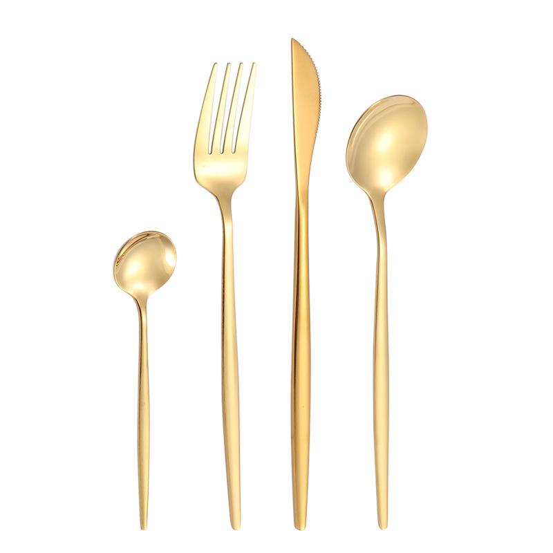 Cross-Border Portugal Stainless Steel Knife, Fork And Spoon Gift Box Set Western Food Golden Steak Knife And Fork 24-Piece Tableware Set Item Picture