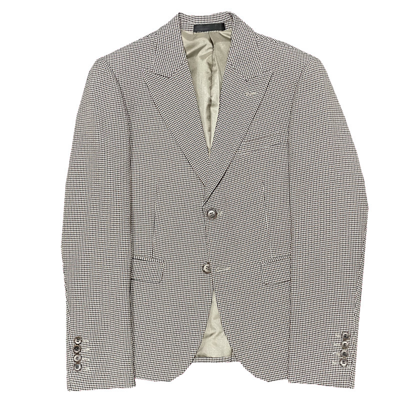Autumn's new men's fitted checkered drape suit, a youth trend suit, a Korean-style light mature coat top Item Picture