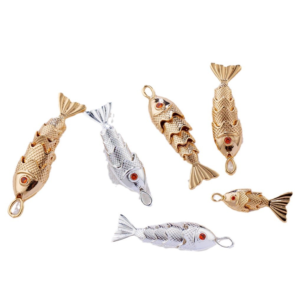 14K copper, real gold, color-preserving electroplated koi and goldfish pendant, DIY handmade jewelry, bracelet, necklace, earrings and accessories Item Picture