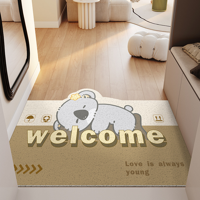 Cartoon Can Love Household Wear-Resistant Entrance Door Scraping Dirt Mat Household Non-Slip Wear-Resistant Silk Ring Mat details Picture