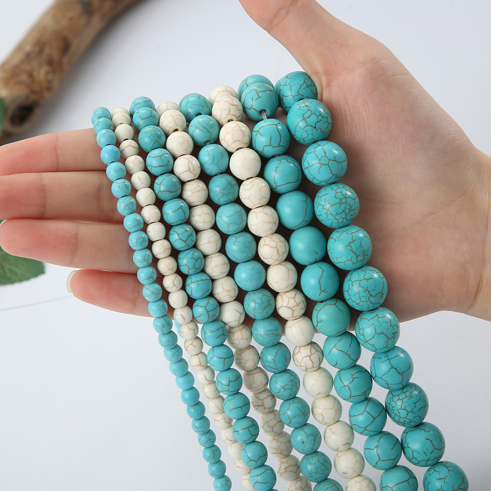 Spot Synthetic Turquoise Diy Turquoise Loose Beads Jewelry Accessories Artificial Turquoise Round Beads Wholesale Specification drawing