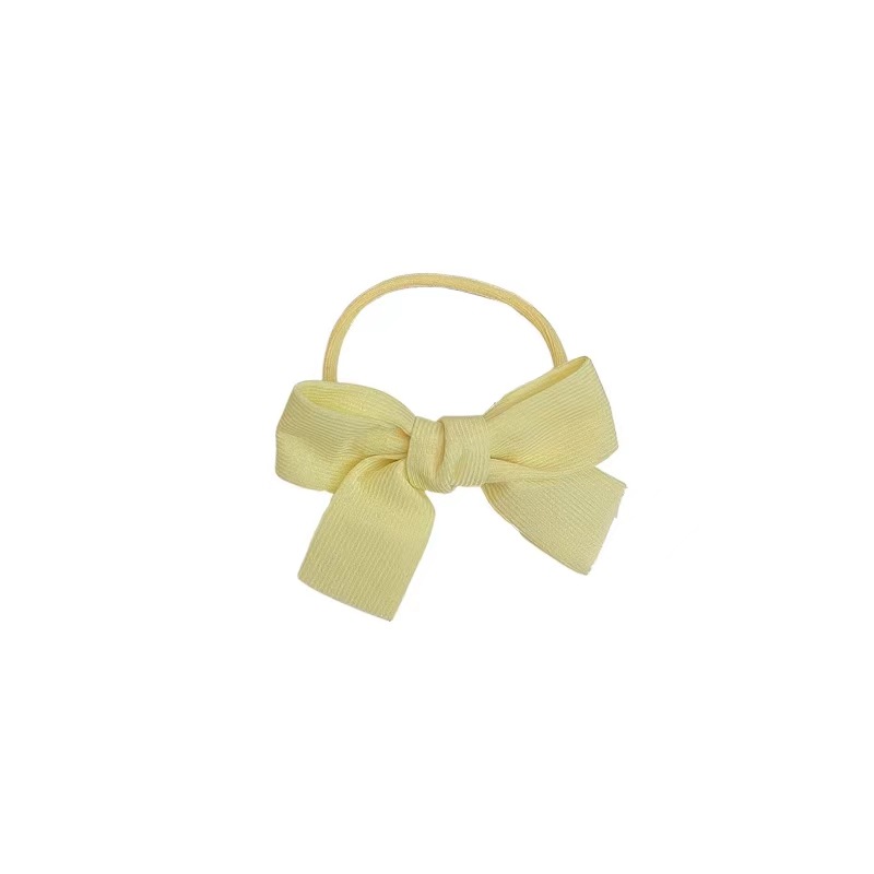Cream Color Cute Solid Color Bow Hair Tie Girl Heart Hair Ring Soft Girl Head Tie Rubber Band Double Ponytail Hair Accessories Item Picture