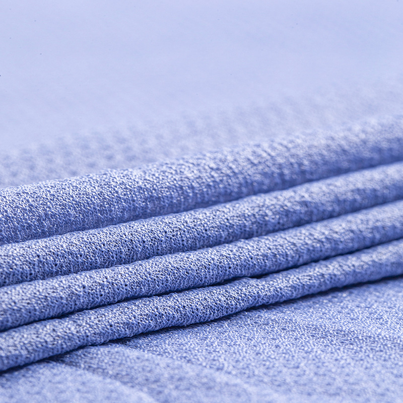 Modern weft knitted blue plain tie dye polyester knitted elastic fabric honeycomb fabric perspiration and breathability Specification drawing