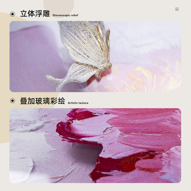 Fu Diao Home Decoration Living Room Decoration Painting Modern Simple Sofa Background Wall Decoration Mural Triptych Painting Hand-Painted Texture Painting Application Scenario
