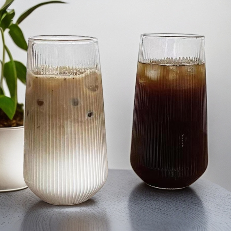 ins风玻璃杯网红透明花茶牛奶果汁杯女家用北欧风创意餐厅喝水杯