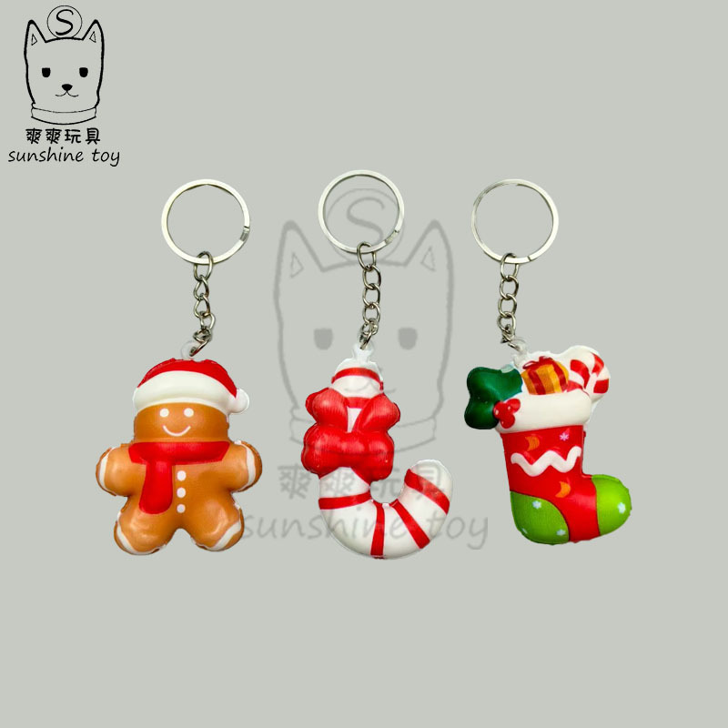 Cross-border best-selling mini foam PU Santa Claus slow Rebound Kneading Fun Cookies Snowman Stress Relief and Release toy key pic 3