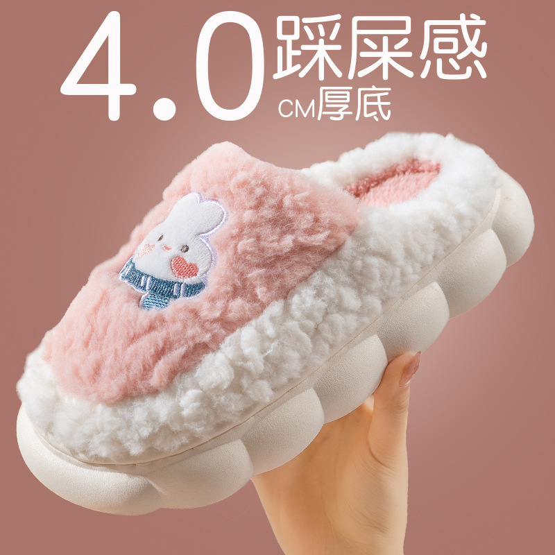 棉拖/拖鞋冬/加绒女童鞋/拖鞋女冬季居家/棉拖鞋包跟细节图