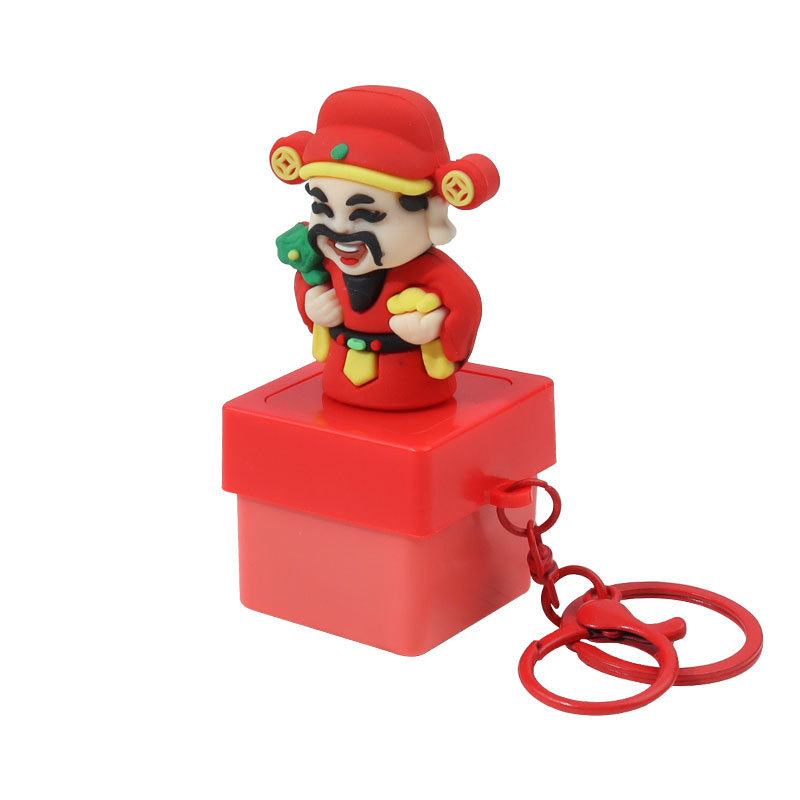 The God of Wealth button sound keychain pendant, creative wealth attraction, God of Wealth desktop decoration, children's stress-relieving toys wholesale Item Picture