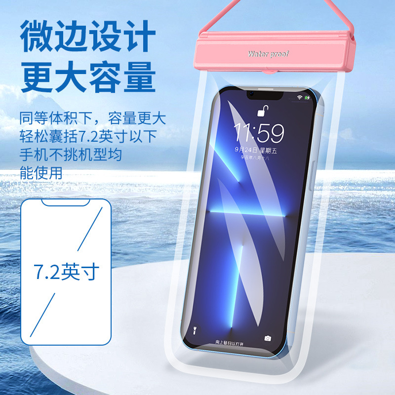 New Swimming Diving Mobile Phone Waterproof Bag Tpu Touch Screen Dust And Waterproof Mobile Phone Bag Transparent Mobile Phone Waterproof Case Specification drawing