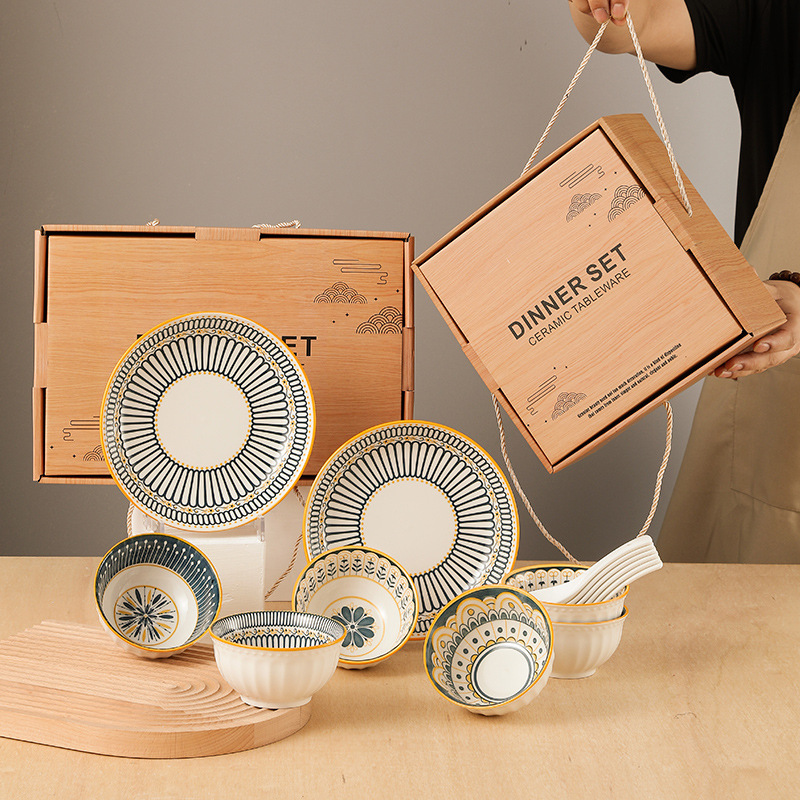 北欧印花/陶瓷餐具/碗筷盘套装/礼品盒装/家用饭碗/开业礼品/活动伴手礼产品图