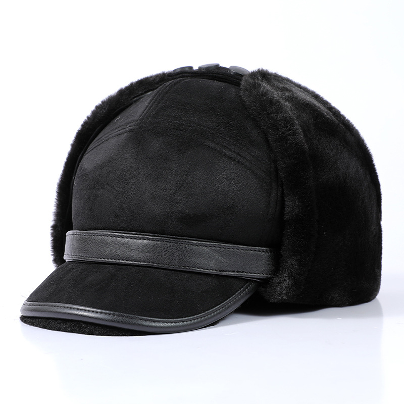 Middle-Aged And Elderly Hat Men's Winter Plus Velvet Elderly Ear Cap Grandpa Dad Warm Cap Cotton Cap Item Picture