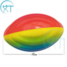 跨境厂家儿童运动玩具球pu发泡海绵弹力球18cmPU球彩虹橄榄球批发