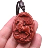 A cute red horse pendant necklace made of rosewood, featuring twelve zodiac animal carvings, and long sweater chains for both men and women Item Picture