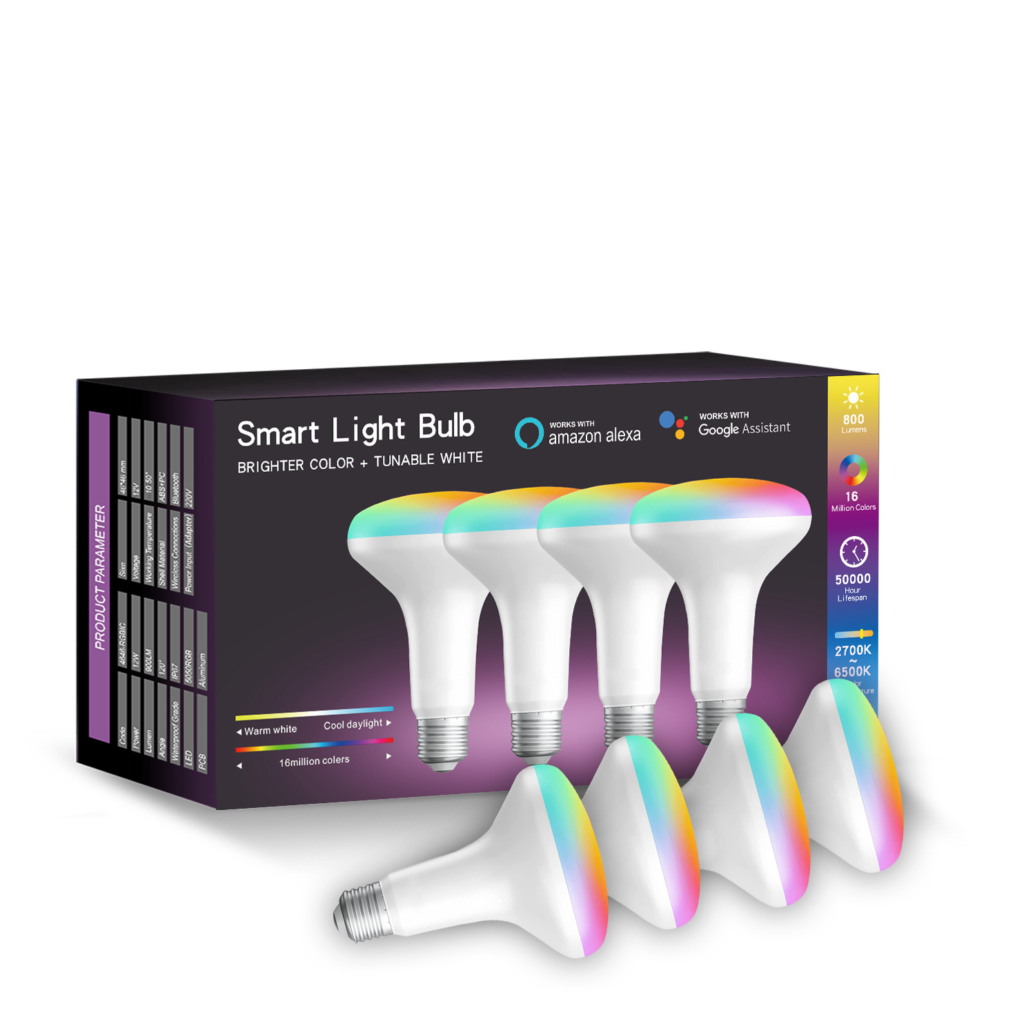 wifi smart bulb, LED bulb, voice remote control, RGB seven-color tone change, warm and cool light, graffiti smart Application Scenario