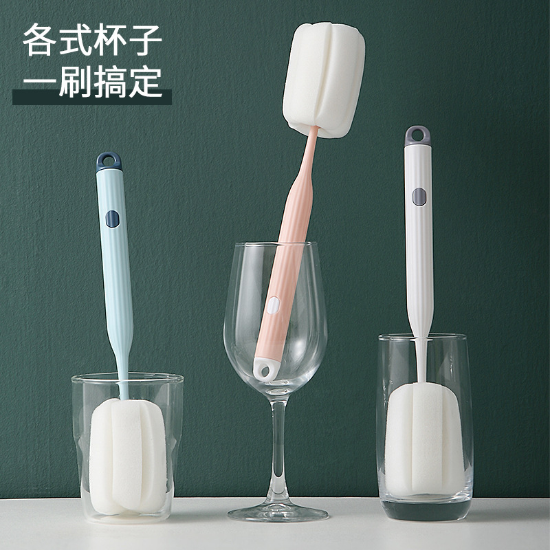 Q2121 Cup Scrubbing Cup Cleaner Sponge Long Handle Scrubbing Baby Bottle Brush No Dead Corners To Remove Tea Stains Cleaning Small Brush details Picture
