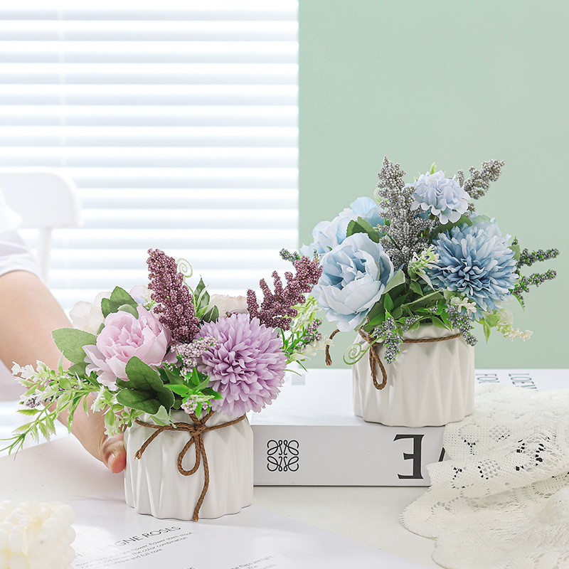 Nordic ins simulation hydrangea potted plant decoration for living room and dining room table decoration, artificial flower potted plant home small bonsai Application Scenario
