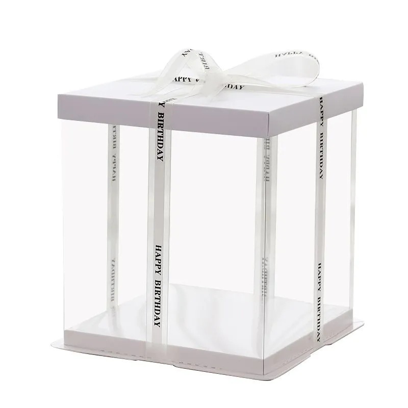 Transparent cake boxes, 4-inch, 6-inch, 8-inch, 10-inch, 12-inch dessert boxes, baking birthday cake boxes, packaging boxes Item Picture