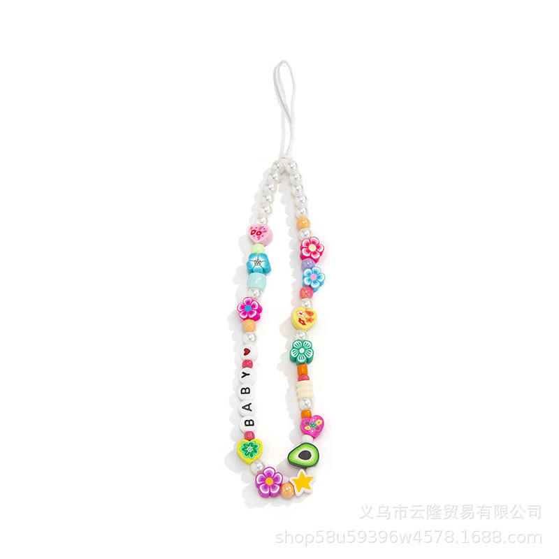 田园度假风撞/欧美时尚仿珍白底实物图