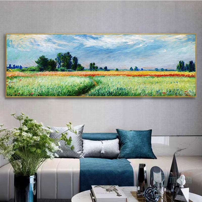 莫奈世界名画油画装饰画田园风景床头画卧室挂画卧室高级床头挂画