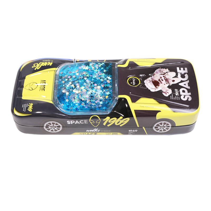 Xiaolingjing's new double-layer car sand stationery box, multi-functional stationery box, and large-capacity double-layer stationery box for primary school students' cartoons Item Picture