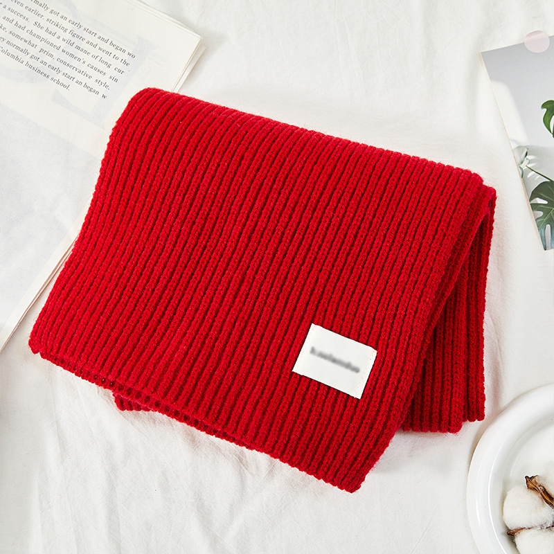 红色毛线围巾女冬季氛围感韩版百搭学生冬天保暖纯色加厚针织围脖详情25