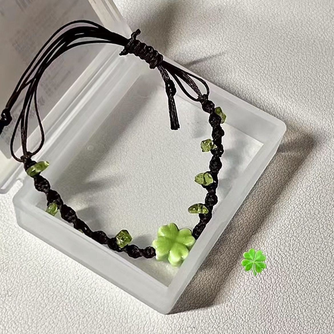 夏日幸运四叶草DIY手绳编织手绳小众简约情人闺蜜手绳百搭饰品