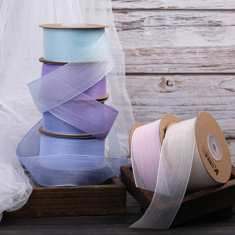 Korean version pleated vertical texture soft light snow chiffon ribbon DIY bow hair accessory gift packaging material flower chiffon ribbon Specification image