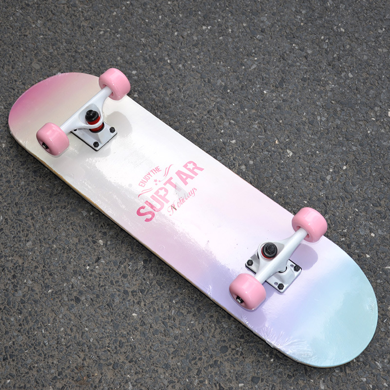 Distribution Skateboard Big Meng Meng Children Short Double-Warped Maple Four-Wheel Skateboard Manufacturers Wholesale A Piece Of Hair Application Scenario