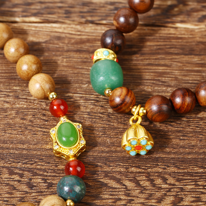 Flower Pear Rosary Lotus Seed Double Circle Disc Play Bracelet Female Original Play Gold Silk Nanshan Buddha Beads String Male A Piece Of Hair Application Scenario