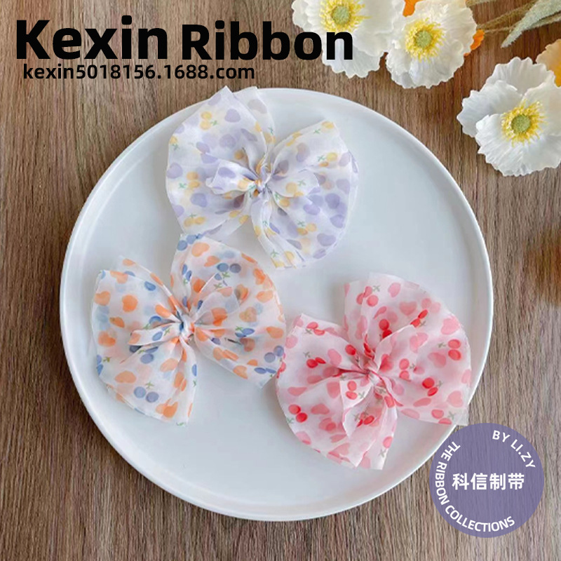 12Cm Snow Gauze With Love Small Cherry Handmade Diy Hair Accessories Bow Material Clothing Straw Hat Accessories Specification drawing